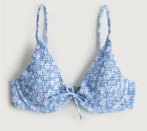 Hollister blue floral smocked underwire bikini top thumbnail 1