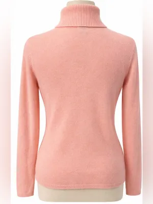 Samantha Taylor 100% Cashmere Turtleneck Sweater Pink Size Small Soft Luxury thumbnail 3