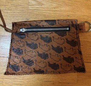 Handmade Small Buffalo Western Coastal Cowgirl Rodeo Boho Zipper Keychain Pouch thumbnail 1