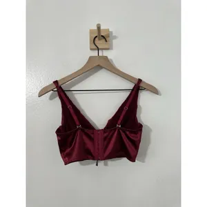 Urban Outfitters Out From Under Maroon Corset Bustier Top Med Sexy Crop Silk thumbnail 3