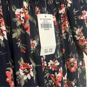 NWT Abercrombie Floral Babydoll Dress Navy Cottagecore Romantic Boho Flowy M thumbnail 4