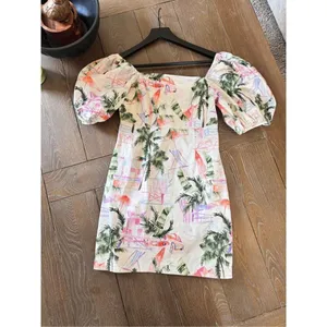 The Shore Brand Santa Clara Puffed‎ Sleeve Tropical Mini Dress Size Small thumbnail 2