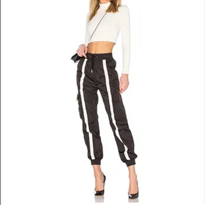 Danielle Guizio Striped Track Pants Joggers‎ Nylon Black White Size S thumbnail 2