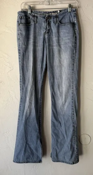 BKE Denim Jeans‎ Y2k 27x33.5 Long Blue Bootcut Casual Distressed 100% Cotton thumbnail 1