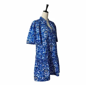 Sugarlips Lulu Dixie Dress Mini Shift Blue Floral Cotton Women’s Size Medium thumbnail 4
