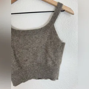 Reformation Caitlin Cashmere Cropped Cami Tank Top Medium Brown thumbnail 12