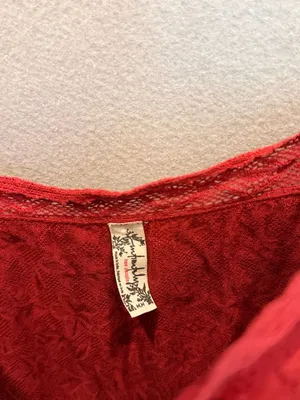 Free People Intimately Boho Red Mini Dress Raw Hem Ruffle‎ Festival Fairycore M thumbnail 6