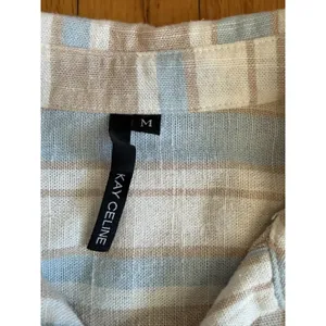 Kay Celine Dress Womens Medium Stripe Shirt Dress 3/4 Sleeve Casual Knee Length thumbnail 2