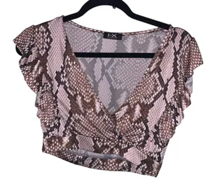 Boohoo Snake Print Crop Top & Shorts Set thumbnail 1