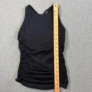 Spiritual Gangster Ruched Side Tank Top Womens XS/S Black Strappy Back High Neck thumbnail 2