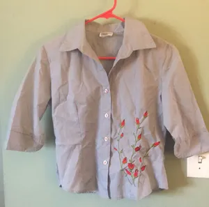Tailored Floral Blouse Blue thumbnail 1