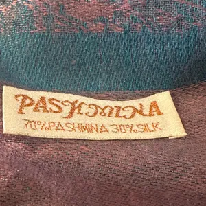 Jacquard Paisley Silk Pashmina Pink Teal Blue Fringe Wrap Shawl thumbnail 5