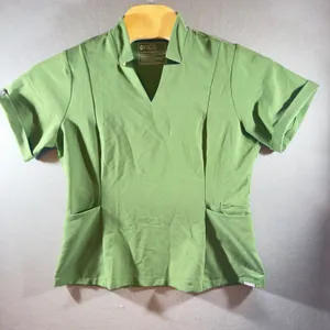 436 | FIGS Technical‎ Collection Womens L Notched V-Neck Scrub Top Moss Green thumbnail 1