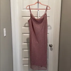 Bebe Blush Pink Cowl Neck Midi Dress XL NWT Coquette Old Money Romantic Feminine thumbnail 3