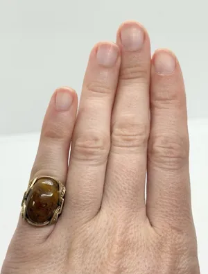 Source Unknown Vintage Gold-Filled‎ Wire Wrapped Agate Ring  Size 3.25 Handmade Artisan Setting thumbnail 1