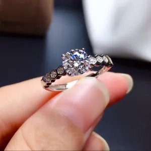 Women’s Adjustable 1 CT Cubic Zirconia CZ Diamond Wedding Ring thumbnail 1