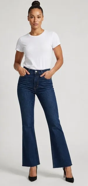 GAP Vintage Flare High Rise Jeans 31 12 Tall Dark Wash Rinsed Raw Hem‎ Stretch thumbnail 1