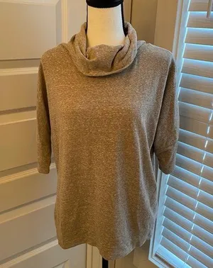 Old Navy || Tan cowl neck top thumbnail 1