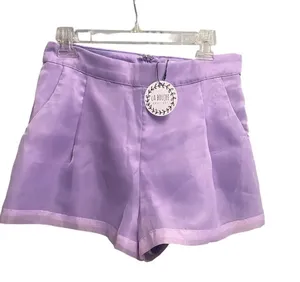TCEC New Purple Lavender Spring Shorts Size Large Chiffon Overlay thumbnail 1