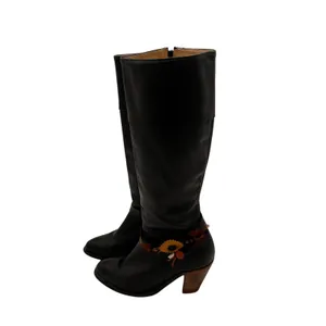 Frye Black Tall Leather Western Boots with Feather Detail Size 6 B thumbnail 3