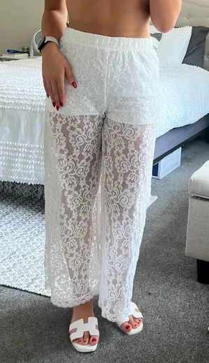 White Lace Cover Up Pants thumbnail 1