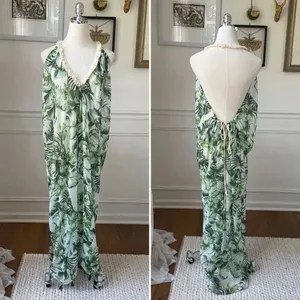 Subtle Luxury Pool To Party Green Frond Pool Swim Coverup Sundress $100 OSFM thumbnail 2