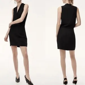 Babaton Aritzia Women's Phoenix Black Dress V-neck Sleeveless Lined thumbnail 2