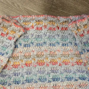 VTG 80s Bonnie and Bill Pastel Rainbow Textured‎ Open Knit Sweater Granny Small thumbnail 9