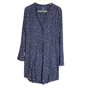 Gap Womens Size Medium Navy Blue Polka Dot Tie Waist Shift Dress Long Sleeve thumbnail 2