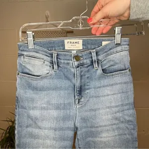 | women light wash le high skinny distressed denim jeans thumbnail 1