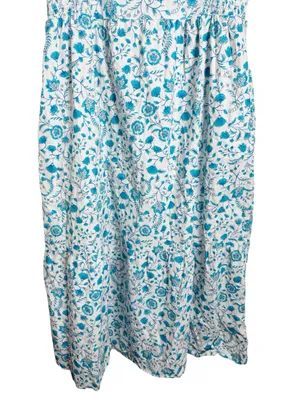 Draper James Ruffled Smocked Sun Dress Blue Floral Print Midi Preppy Summer XL thumbnail 9