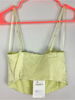 Zara Satin Corset Crop Top in Pale Green Small NWT Festival Date Night Spring thumbnail 6
