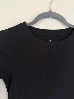 Hollister Black Ribbed Long Sleeve Top thumbnail 2