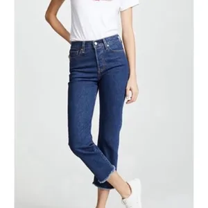 Levi’s wedgie straight high rise button fly raw hem jean size 24 thumbnail 11