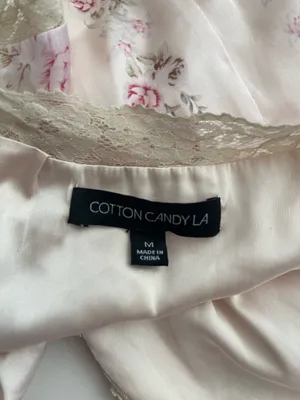 Cotton Candy LA Floral Satin Lace Trim Tie Front Top thumbnail 5