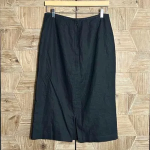 Richard Malcolm Womens Black Midi Embroidered Linen Skirt Size 10 Bohochic thumbnail 3