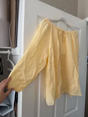 BNWT Zara ZW Collection Pastel Yellow Linen Blend Blouse thumbnail 7