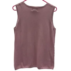 Vintage Cotton Maggie Sweet Sleeveless Knit Scalloped Scoop Neck Top Womens M thumbnail 8
