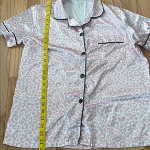 Button Up Pajama Top Womens Small Pink Black Leopard Print Coquette Feminine thumbnail 5