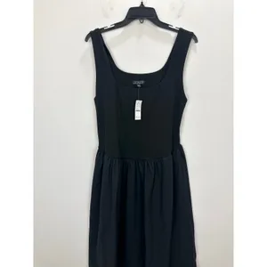 J.Crew Drop Waist Mixy Dress Midi Cotton A Line Retro Minimalist Black Large NWT thumbnail 6