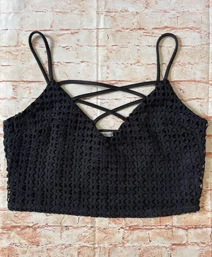 Charlotte Russe Black Strappy Cropped Tank Top thumbnail 1