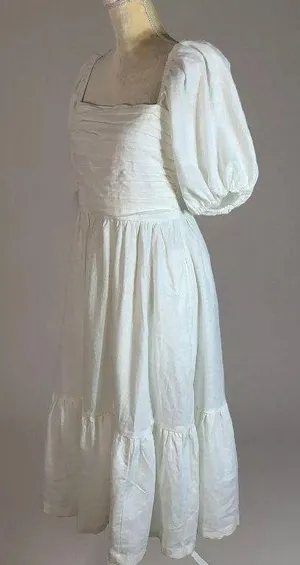 The A&F Emerson Linen-Blend Puff Sleeve Midi Dress size M thumbnail 7
