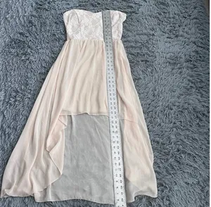Formal Fairy Prom High Low Y2K Vintage USA Made Lace High-Low Dress Size Large Ivory Romantic Princess thumbnail 3