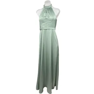 AZAZIE Womens Satin Delmar Green Halter Sleeveless Bridesmaid Maxi Dress Size 4 thumbnail 6