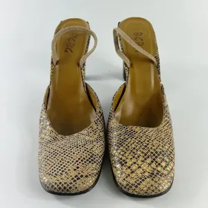 BCBG Vintage Y2K Snakeskin Print Embossed Leather Slingback Heels Shoe Women 8.5 thumbnail 3