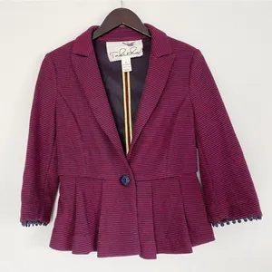 TABITHA Anthropologie Striped Peplum Blazer Jacket thumbnail 1