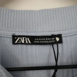 Zara Sweater Womens Small Light Blue Ribbed Knit Short Sleeve Crew Neck Pullover thumbnail 5