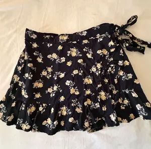 Black Floral Wrap Mini Skirt thumbnail 1