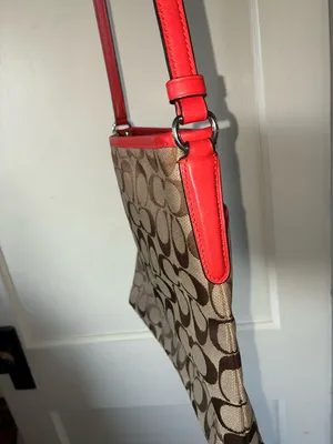 Coach Signature Canvas File Crossbody Bag Khaki/Classic Red F36378 thumbnail 10