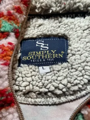 Simply Southern Plush Sea Turtle Aztec Pullover Sherpa Jacket Womens Size Large thumbnail 4